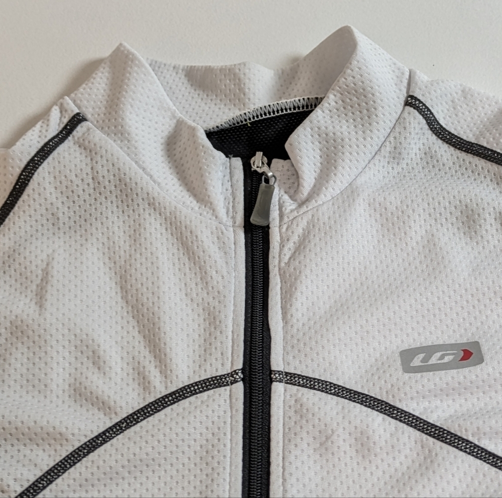 Louis Garneau Men's Cycle Jersey Size S White Black Shirt Full Zip Short Sleeve - Picture 11 of 15